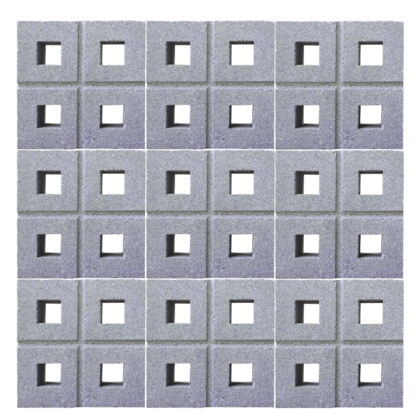 ตัวอย่างการก่อ อิฐช่องลม 4 ช่องมินิ ขนาด 9 x 19 x 19 ซม