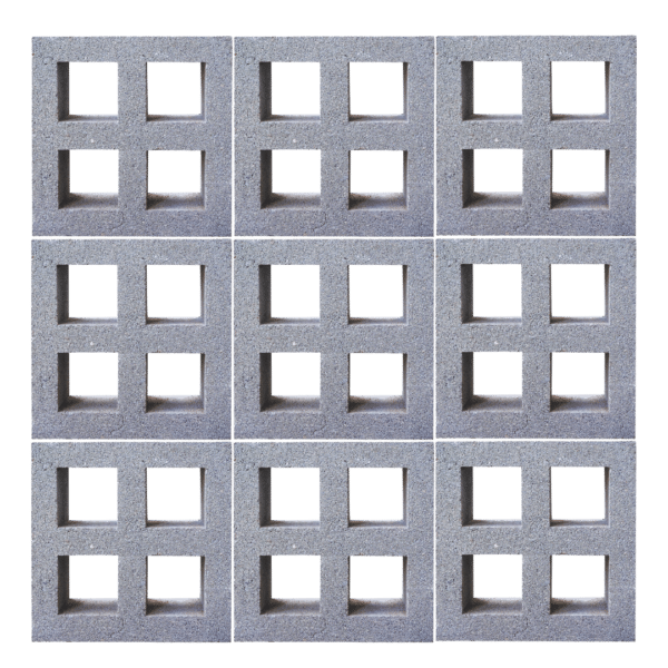 ตัวอย่างการก่อ อิฐช่องลม 4 ช่องเล็ก ขนาด 9 x 19 x 19 ซม