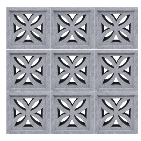 ตัวอย่างการก่อ อิฐช่องลม ฟลาวเวอร์ ขนาด 22 x 22 x 6.5