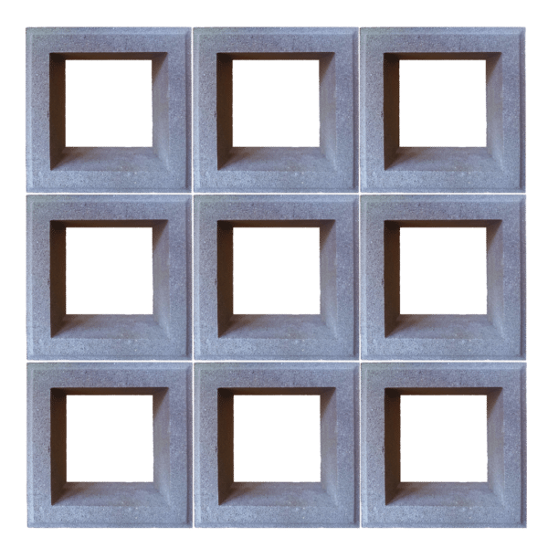 ตัวอย่างการก่อ อิฐช่องลม ลายสแควร์ ขนาด 9 x 20 x 20 ซม