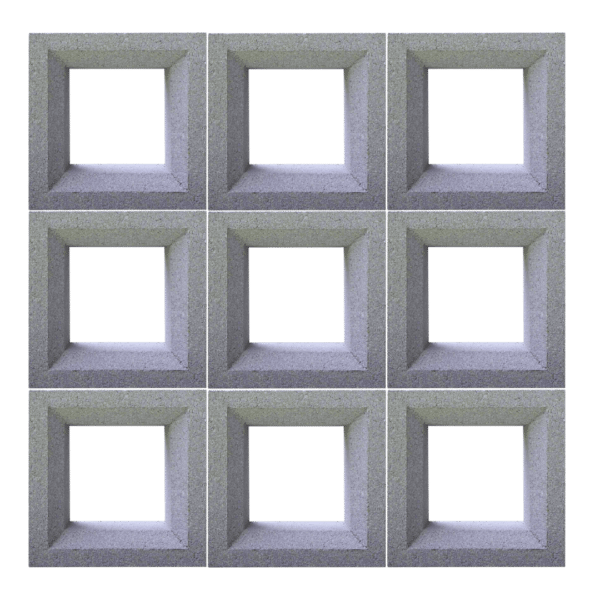ตัวอย่างการก่อ อิฐบล็อกช่องลมสี่เหลี่ยม โมเดิร์น ขนาด 9 x 20 x 20 ซม