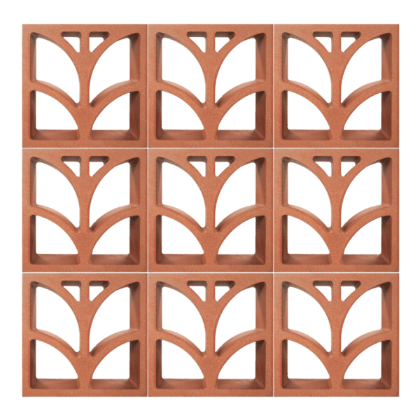 ตัวอย่างการก่อ อิฐแดงช่องลม ลายวายเชป ขนาด 22 x 22 x 6.5 ซม
