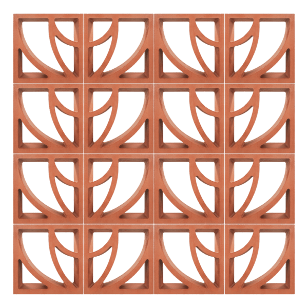 ตัวอย่างการก่อ อิฐแดงช่องลม ลายโรส ขนาด 22 x 22 x 6.5 ซม (2)