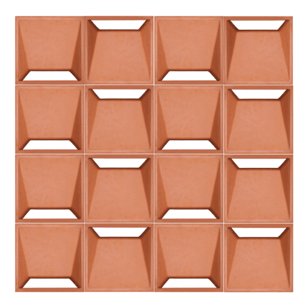 ตัวอย่างการก่อ อิฐแดงช่องลม ลายโฮบ็อกซ์ ขนาด 22 x 22 x 6.5 ซม (2)