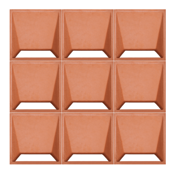 ตัวอย่างการก่อ อิฐแดงช่องลม ลายโฮบ็อกซ์ ขนาด 22 x 22 x 6.5 ซม