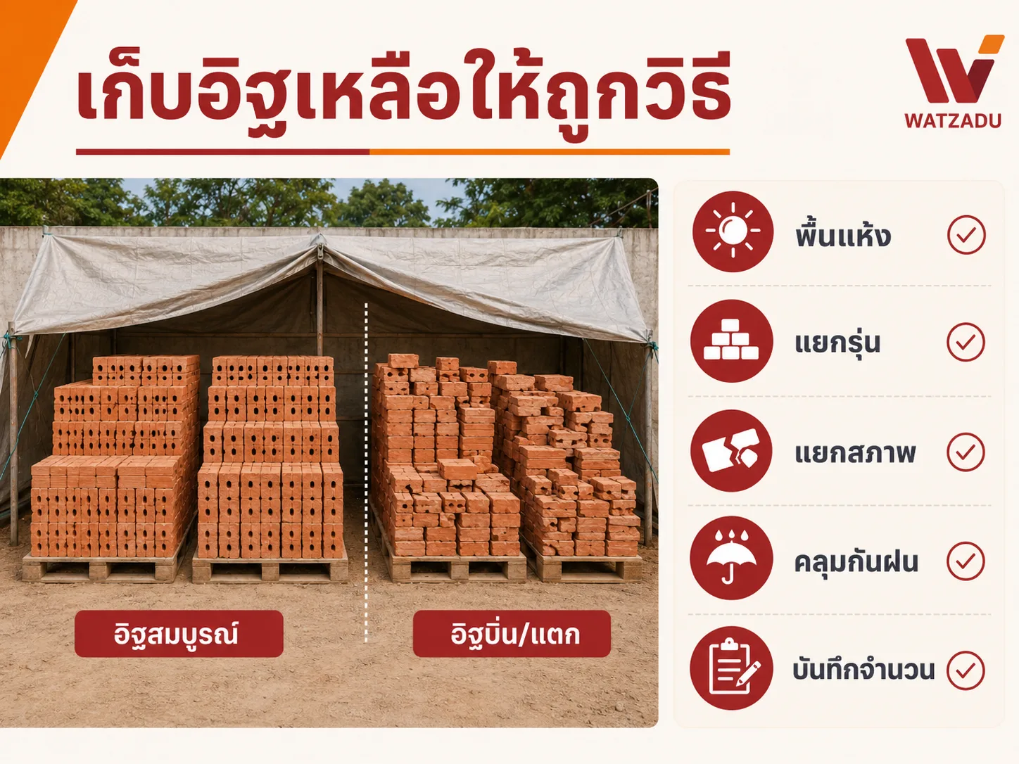 วิธีเก็บอิฐเหลือให้ถูกวิธี - WATZADU