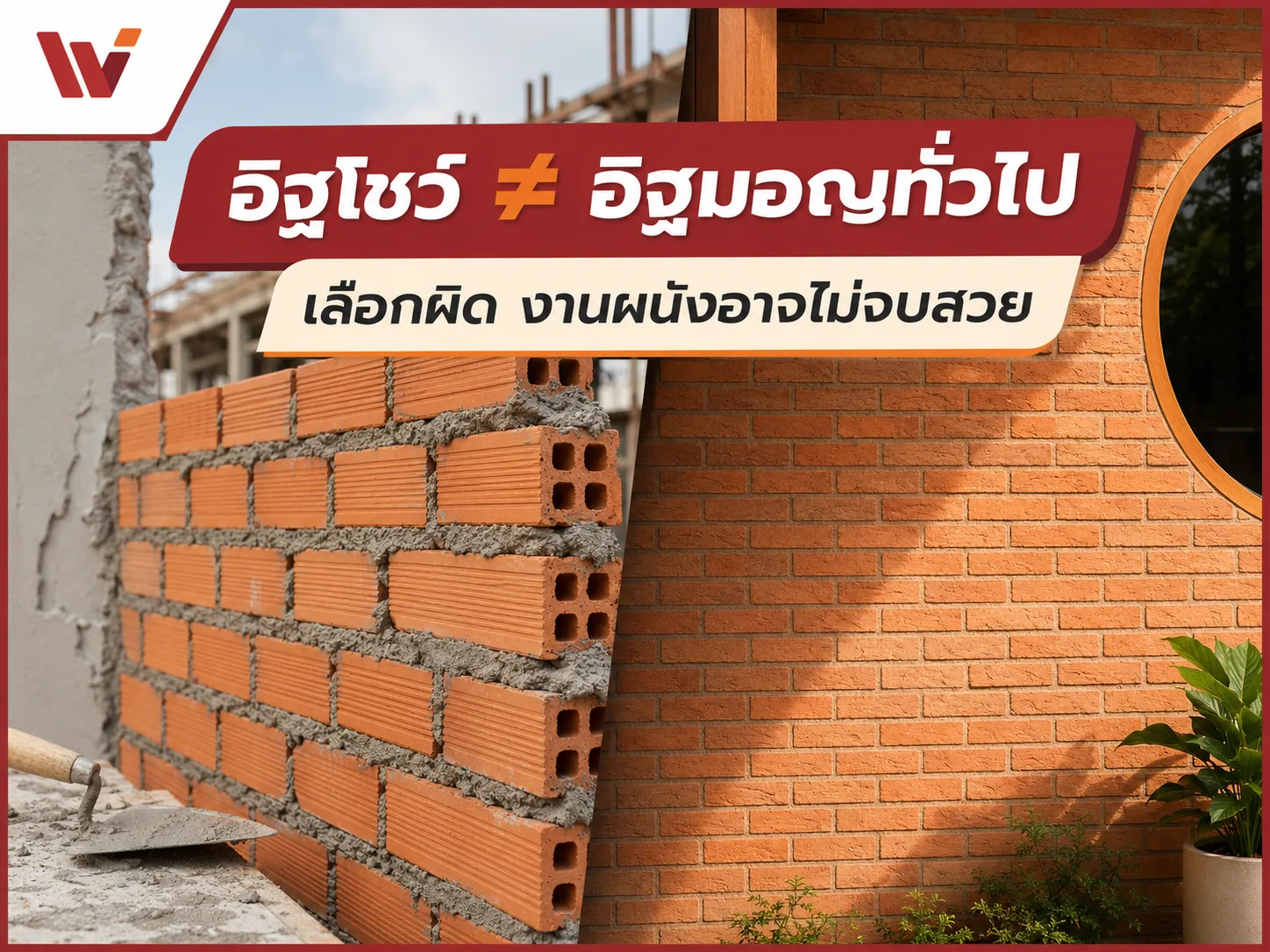อิฐมอญก่อฉาบ อิฐโชว์ผิว ต่างกันอย่างไร - WATZADU