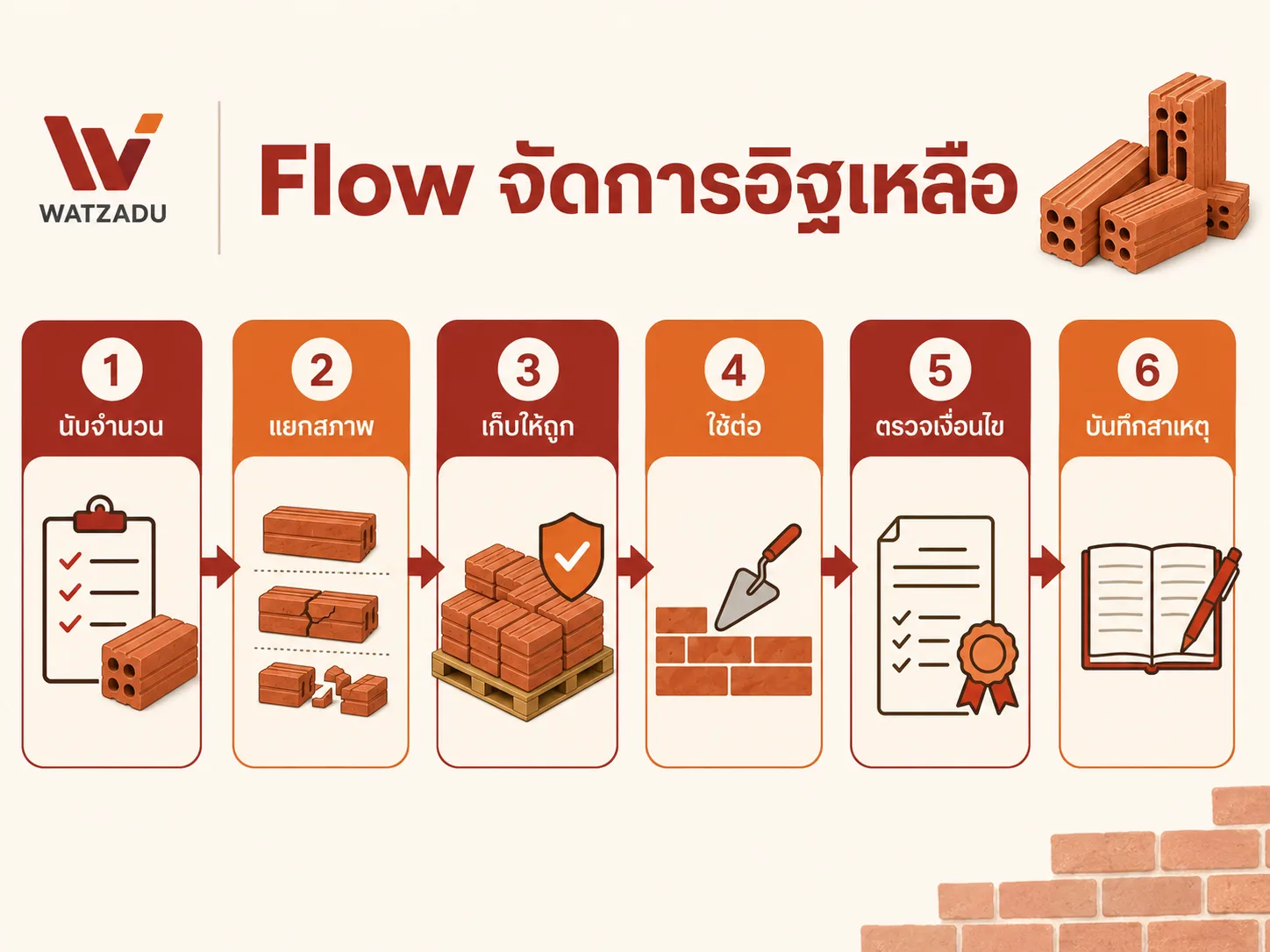 โฟลว์ จัดการอิฐเหลือหลังจบงาน - WATZADU