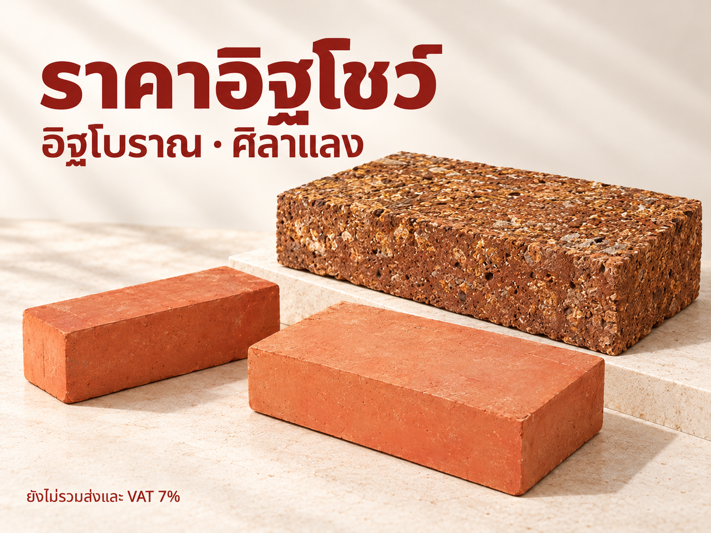 ราคาอิฐโชว์ อิฐโบราณ และศิลาแลง ทุกรุ่น