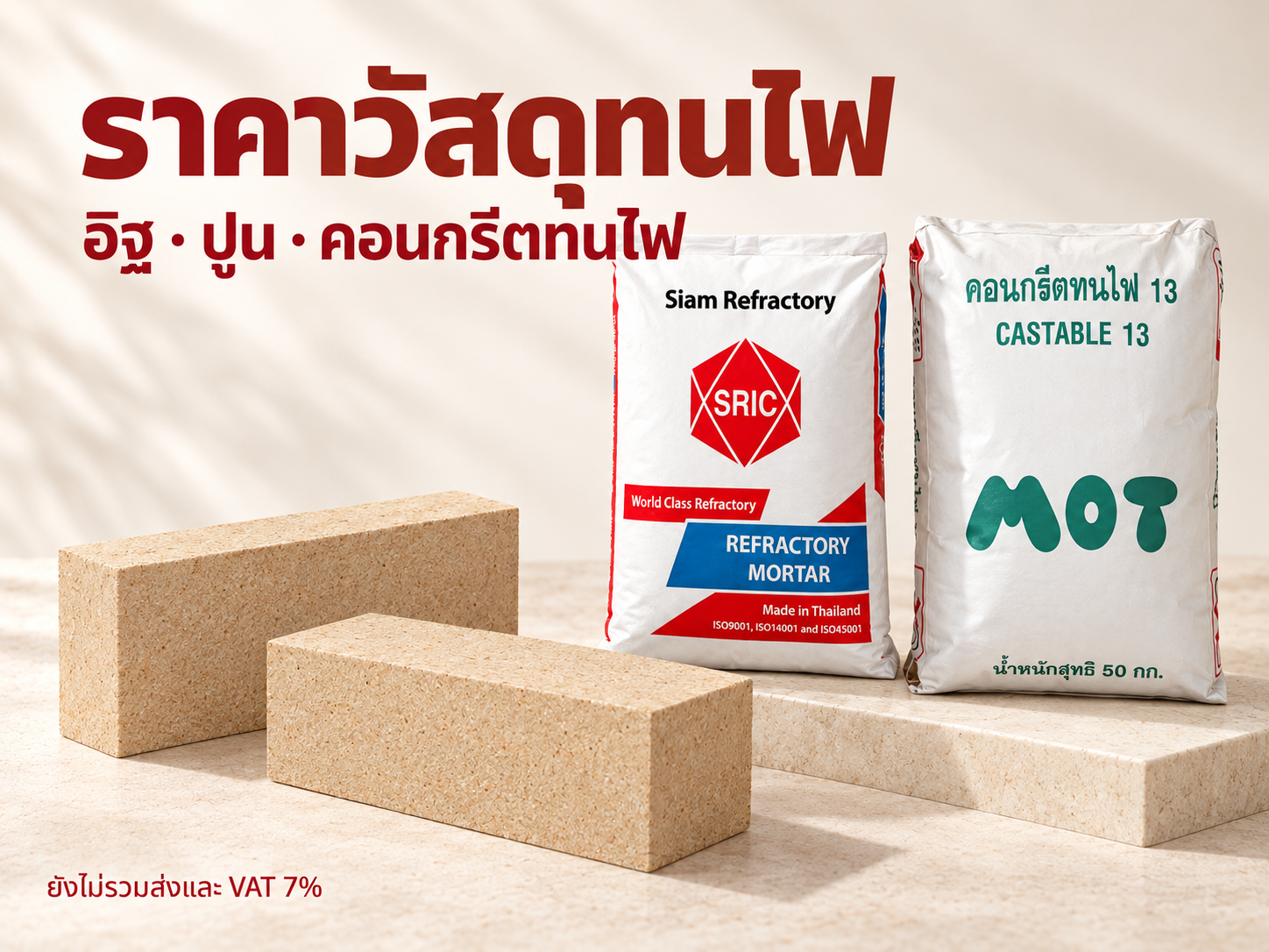 ราคาวัสดุทนไฟ SRIC และ MOT ทุกรุ่น