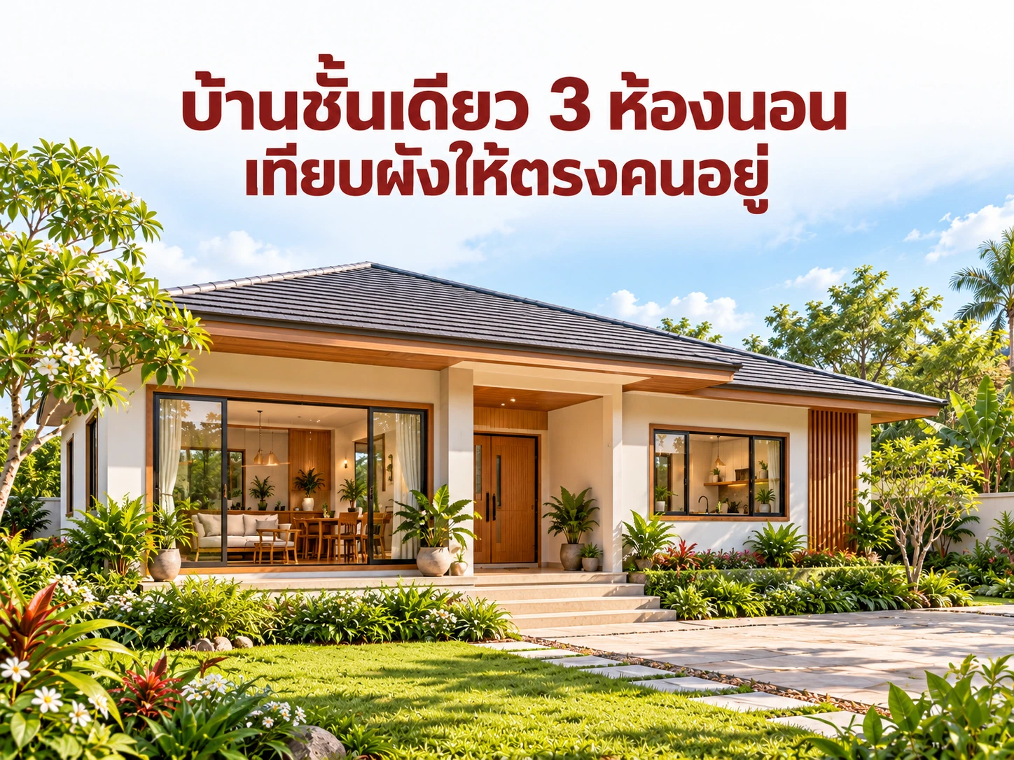 แบบบ้านชั้นเดียว 3 ห้องนอน: เทียบ 2 ผังแนวคิด