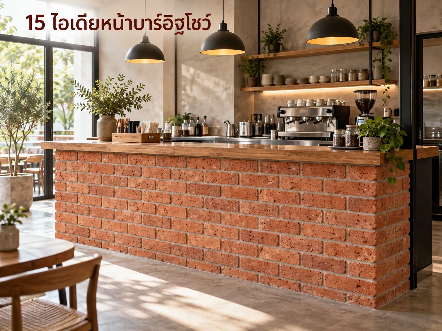 15 ไอเดียหน้าบาร์อิฐโชว์ จับคู่ไม้ เหล็ก และแสงไฟให้ร้านมีเอกลักษณ์