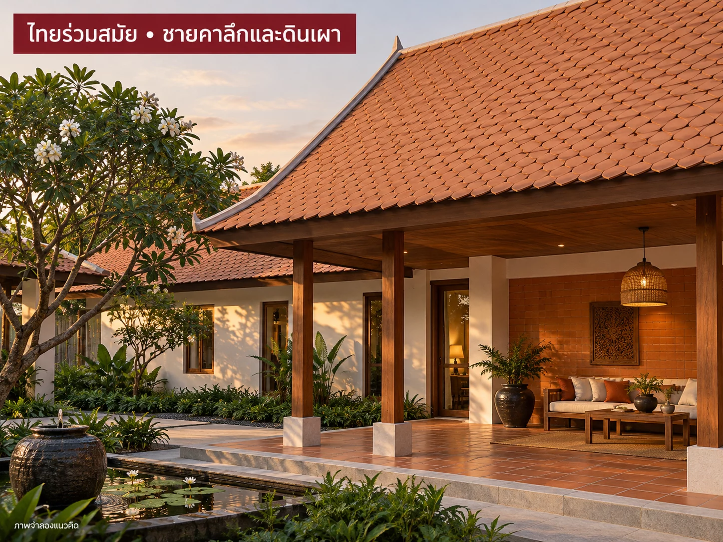 ภาพจำลองไอเดีย: เกล็ดปลาปลายแหลมกับพื้นสี่เหลี่ยมและผนังตกแต่งใต้ชายคา
