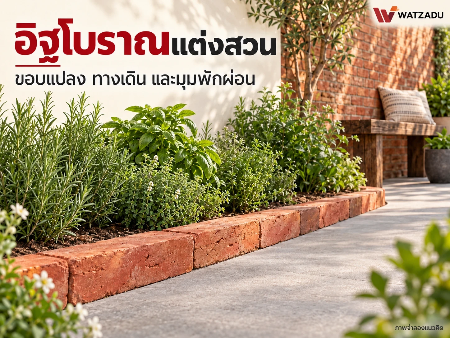 อิฐโบราณแต่งสวน: ขอบแปลง ขอบทางเดิน และมุมพักผ่อน