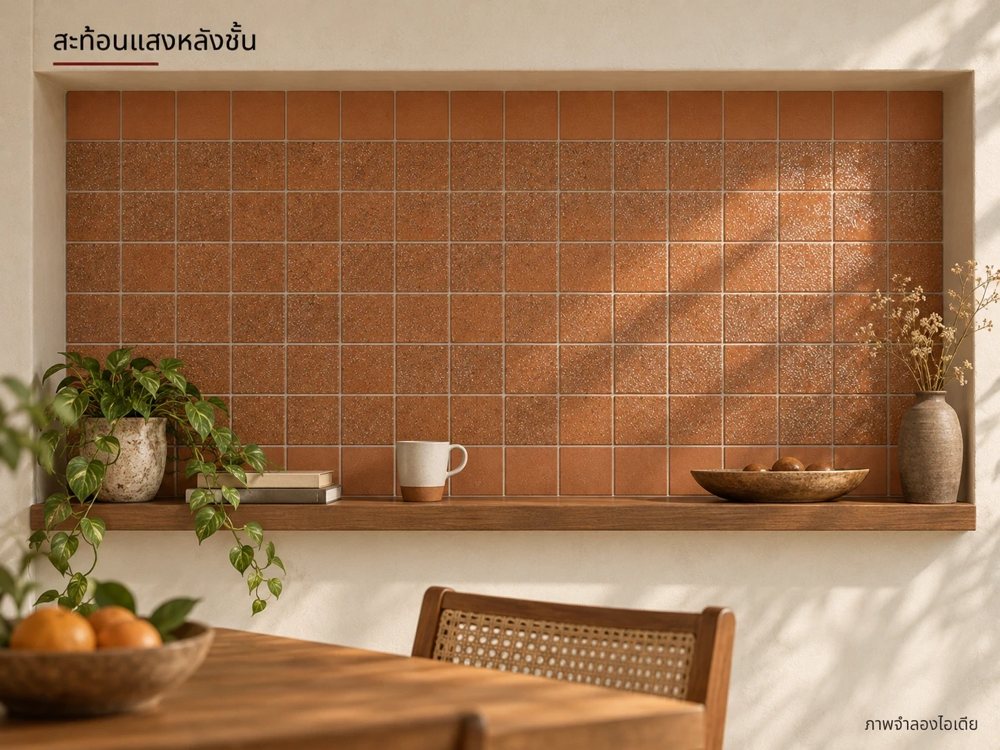 สะท้อนแสงหลังชั้น — สะท้อนแสงกับสี่เหลี่ยม12×12 ซม. ใช้หลังชั้นโชว์และไฟส่องนุ่ม ลักษณะสะท้อนแสงคือผิวตามภาพสินค้า ไม่ใช่กระจกเงา