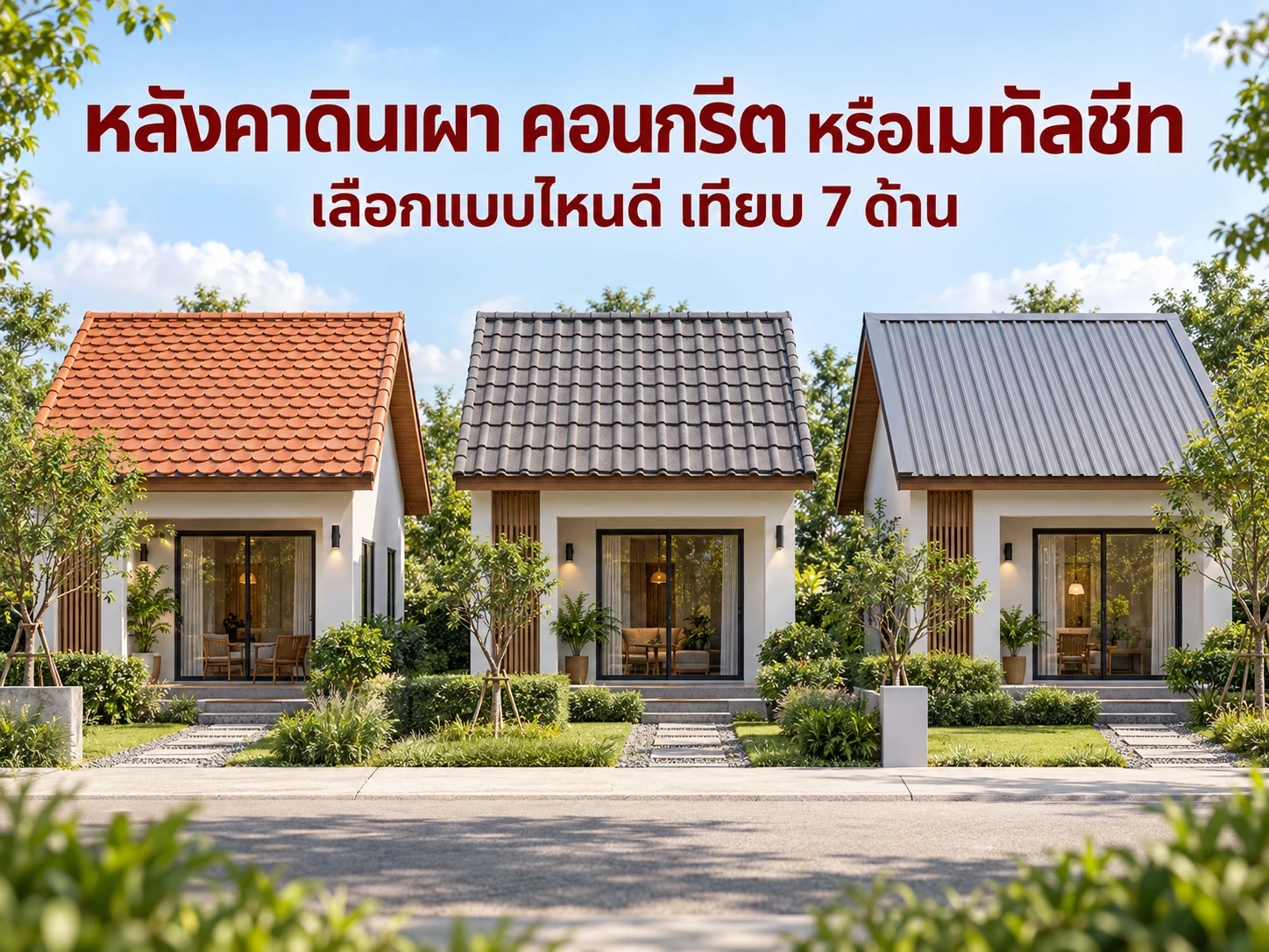 หลังคาดินเผา คอนกรีต หรือเมทัลชีท แบบไหนดี เทียบ 7 ด้าน