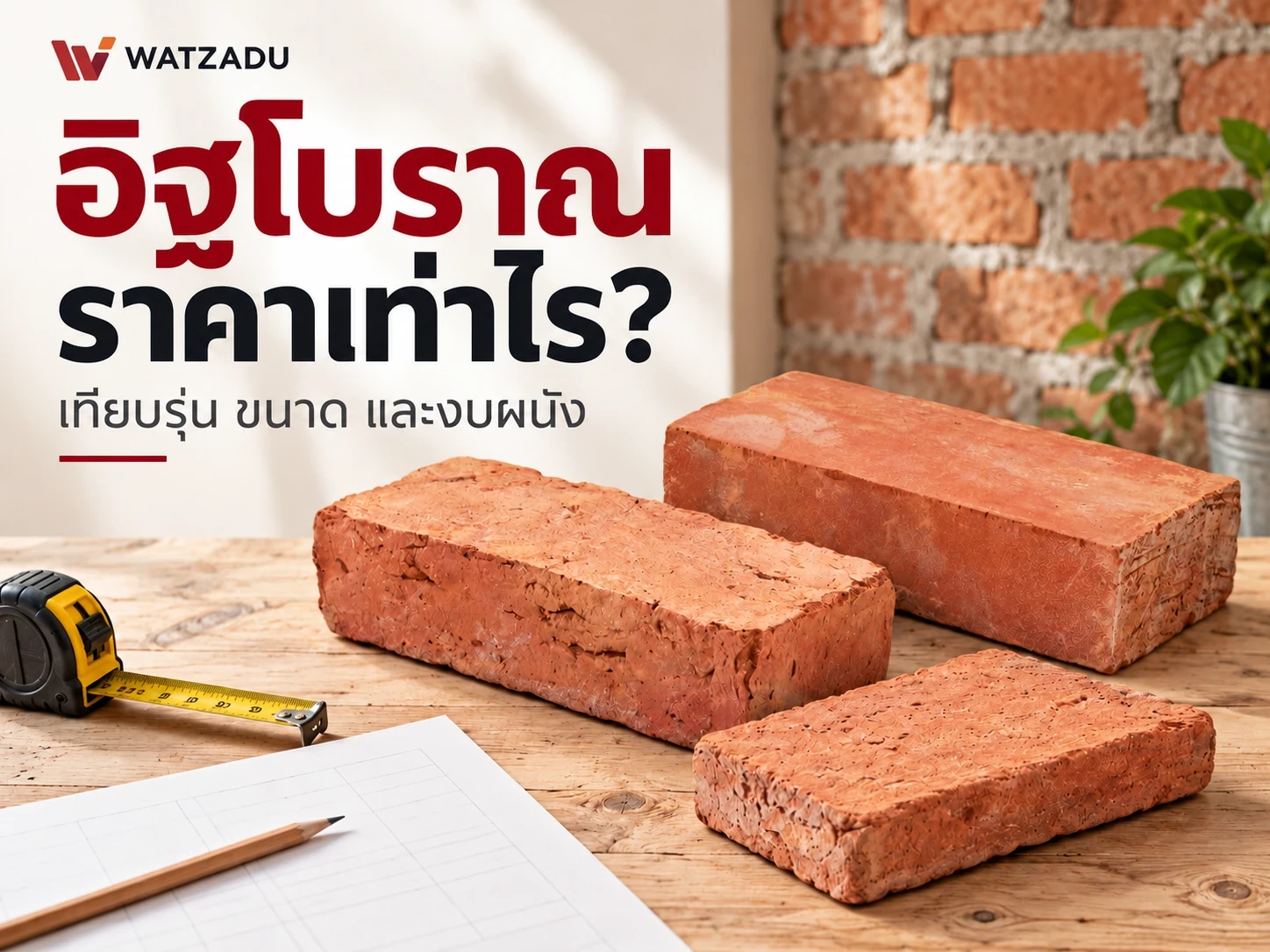อิฐโบราณราคาเท่าไร? เทียบรุ่น ขนาด และงบผนังก่อนซื้อ