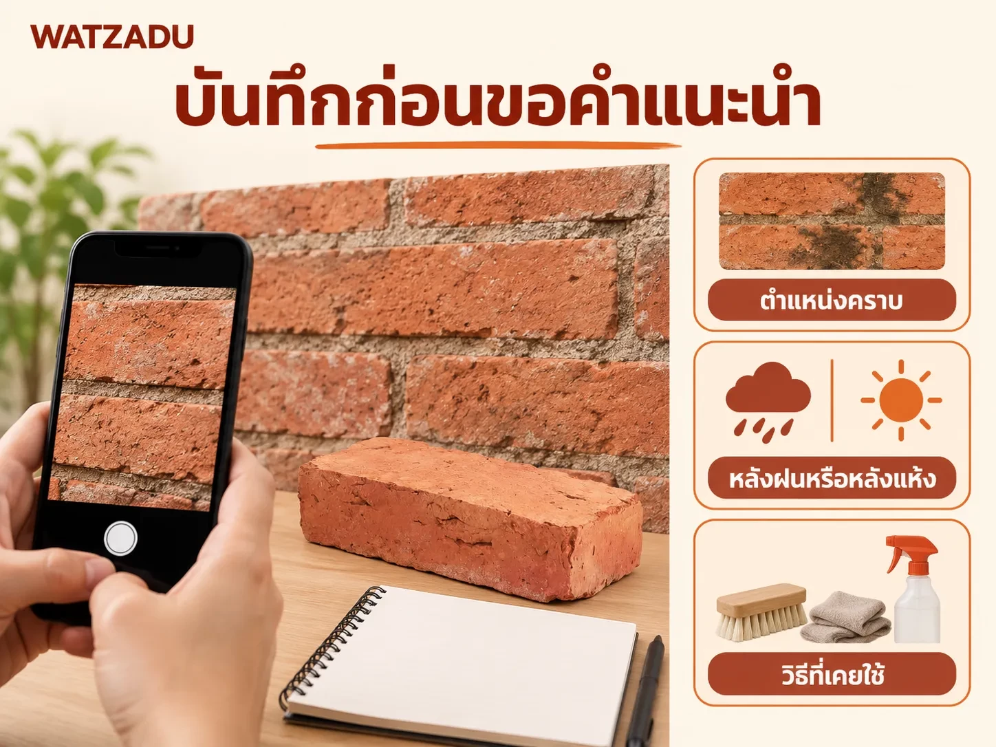 ภาพประกอบถ่ายตำแหน่งคราบและบันทึกเวลา วิธีที่เคยใช้ก่อนขอคำแนะนำ