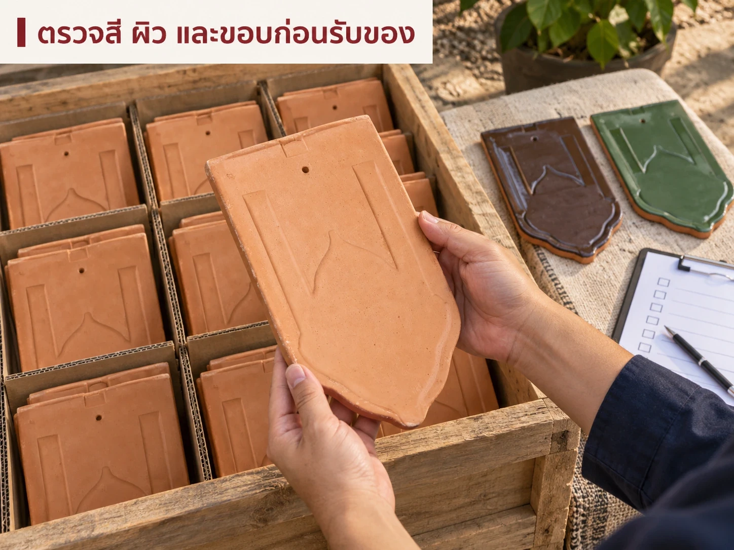 ภาพจำลองการตรวจรับ: เทียบสีและผิว ตรวจขอบกับรอยร้าวก่อนนำมุง