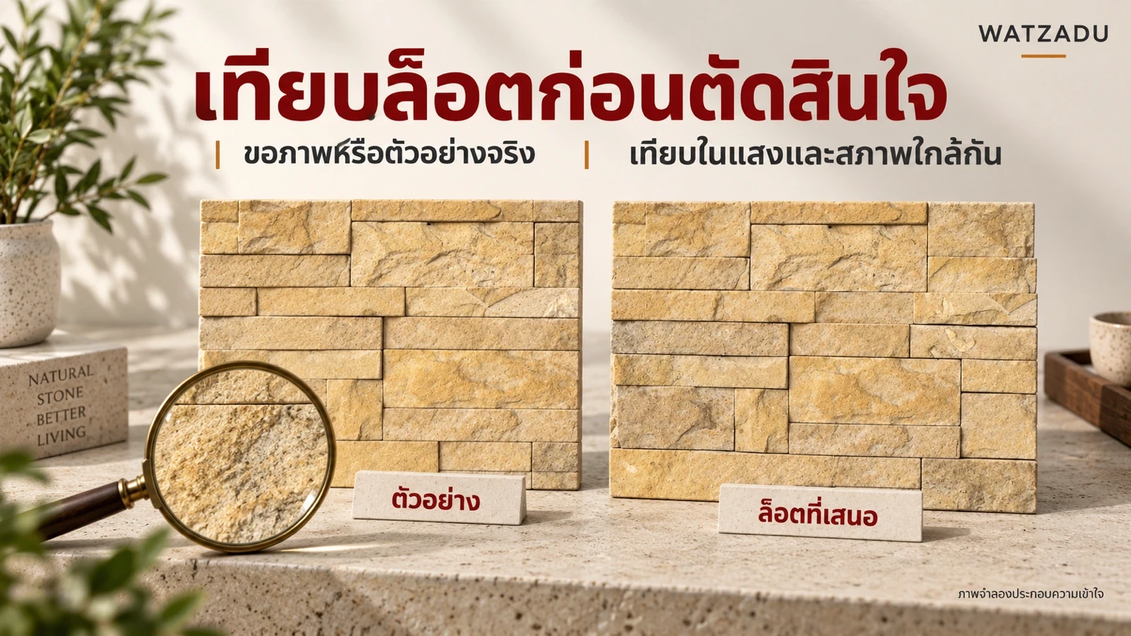 เทียบล็อตก่อนตัดสินใจ — ขอภาพหรือตัวอย่างจริง — เทียบในแสงและสภาพใกล้กัน