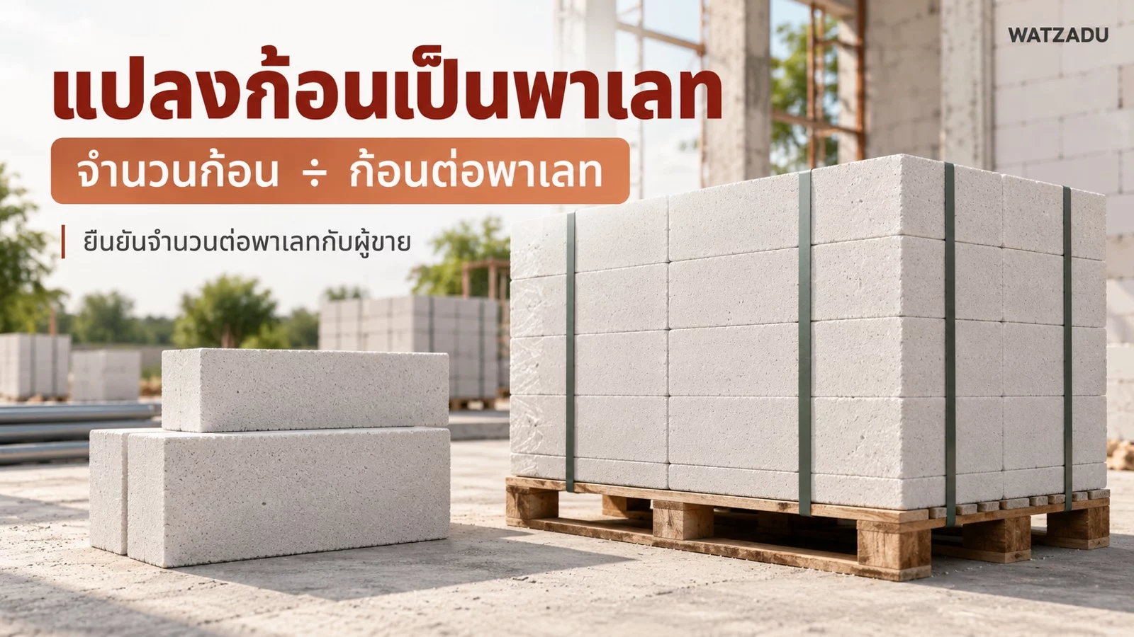 แปลงก้อนเป็นพาเลท — จำนวนก้อน ÷ ก้อนต่อพาเลท
