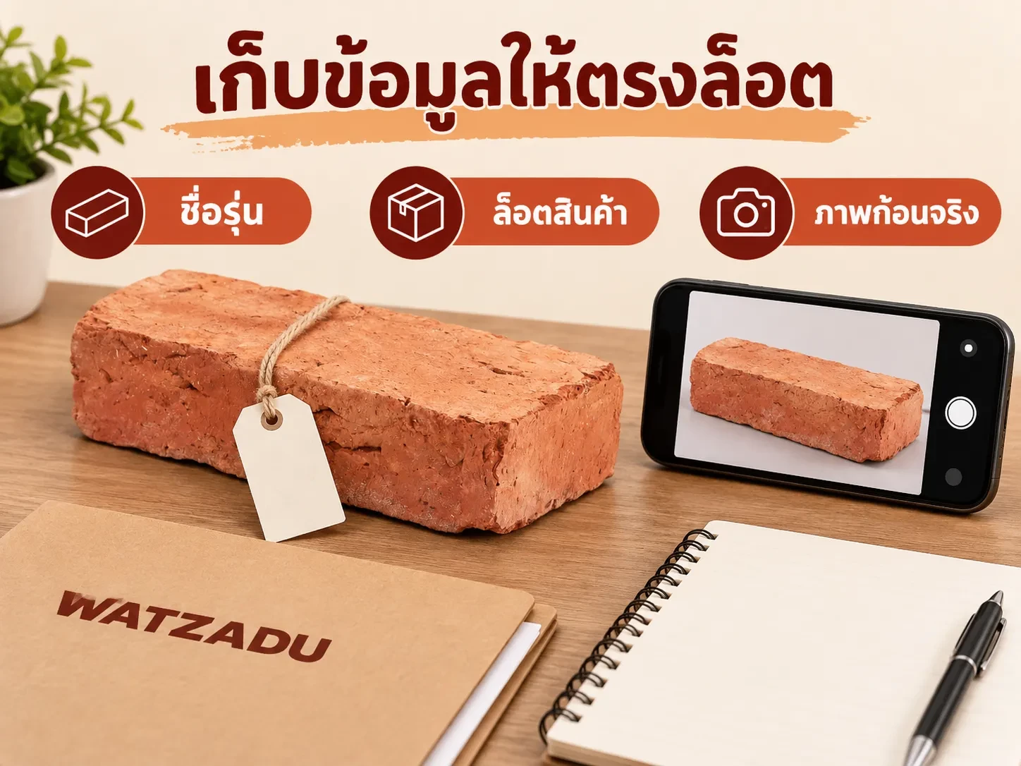ภาพประกอบบันทึกชื่อรุ่น ล็อตสินค้าและภาพก้อนจริง