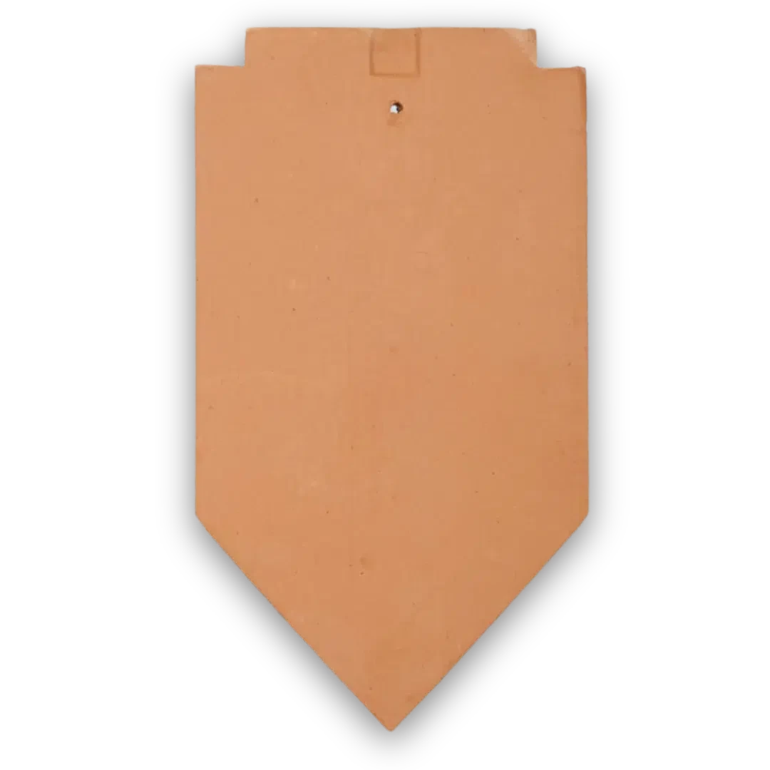 กระเบื้องเกล็ดปลาปลายแหลม แผ่นยาว สีธรรมชาติ ขนาด 14×25×1.2 ซม.