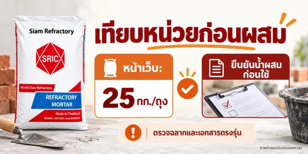 ภาพแยกน้ำหนักบรรจุกับคำแนะนำการใช้งานตรงรุ่น ไม่กำหนดอัตราน้ำจาก MSDS