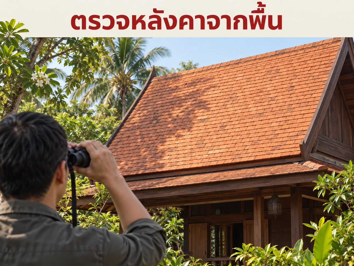 ภาพจำลองการตรวจจากพื้น: มองแนวหลังคาและจุดผิดปกติโดยไม่เดินบนแผ่นกระเบื้อง