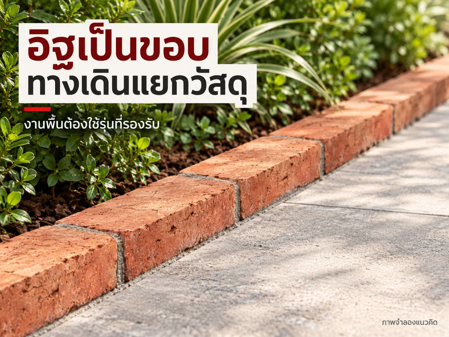 ทางเดินจำลองใช้พื้นคอนกรีตแยกจากแนวอิฐโบราณ งานปูอิฐเป็นพื้นต้องตรวจรุ่นสำหรับงานพื้นโดยเฉพาะ