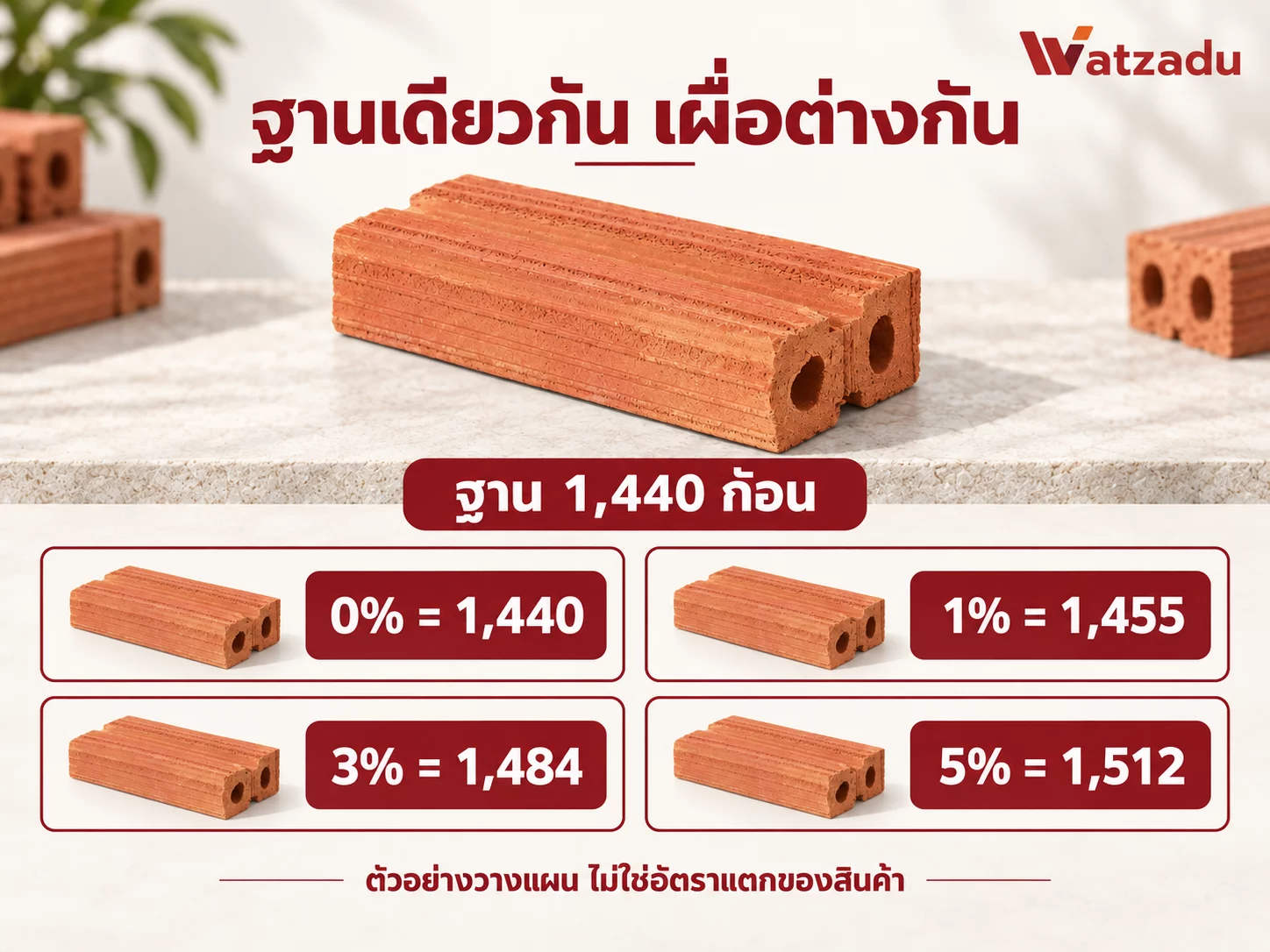 ภาพประกอบ AI: ตัวอย่างค่าเผื่อ 0%, 1%, 3%, 5% จากฐานเดียวกัน