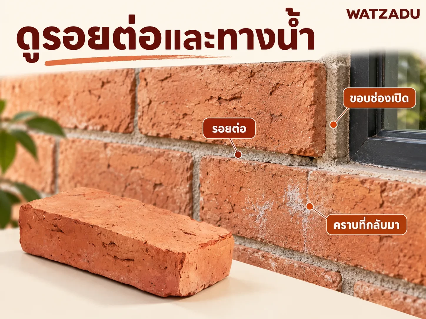 ภาพจำลองจุดตรวจรอยต่อ ขอบช่องเปิดและคราบที่กลับมา