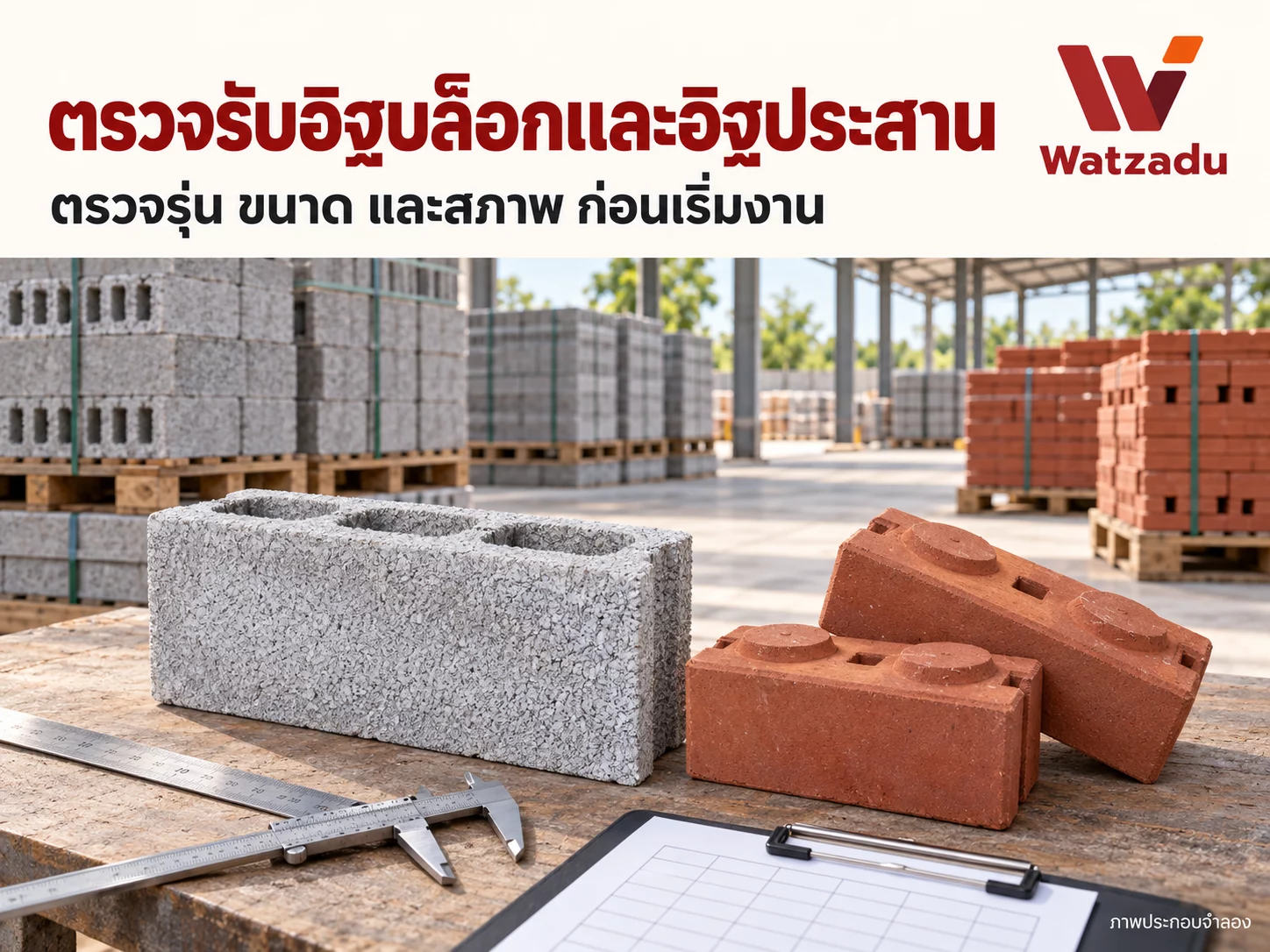 ตรวจรับและจัดเก็บอิฐบล็อกกับอิฐประสานก่อนเริ่มงาน