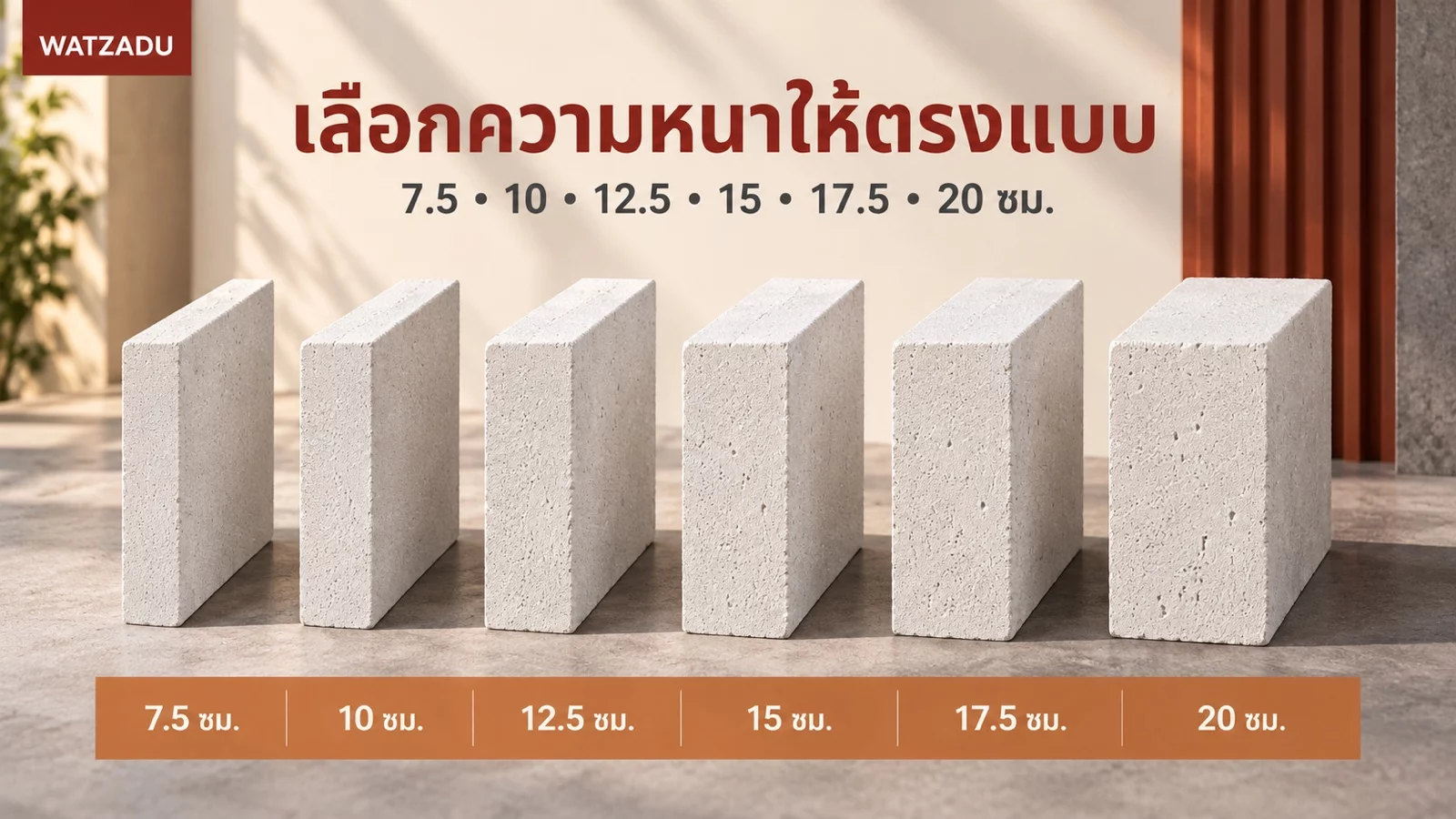 เลือกความหนาให้ตรงแบบ — 7.5 • 10 • 12.5 • 15 • 17.5 • 20 ซม.