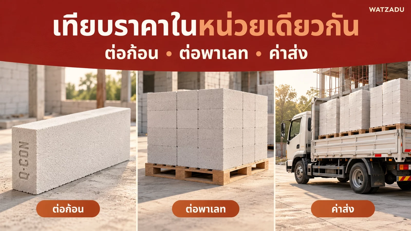 เทียบราคาในหน่วยเดียวกัน — ต่อก้อน • ต่อพาเลท • ค่าส่ง