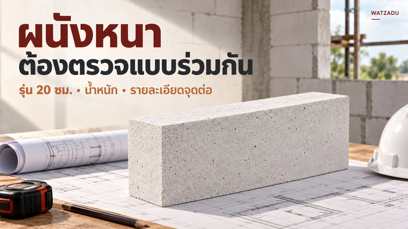 ผนังหนา ต้องตรวจแบบร่วมกัน — รุ่น 20 ซม. • น้ำหนัก • รายละเอียดจุดต่อ
