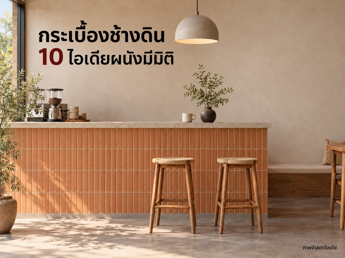 กระเบื้องช้างดิน: 10 ไอเดียผนังและหน้าบาร์ จากลายคลื่น ทรงโค้ง และลายเส้น