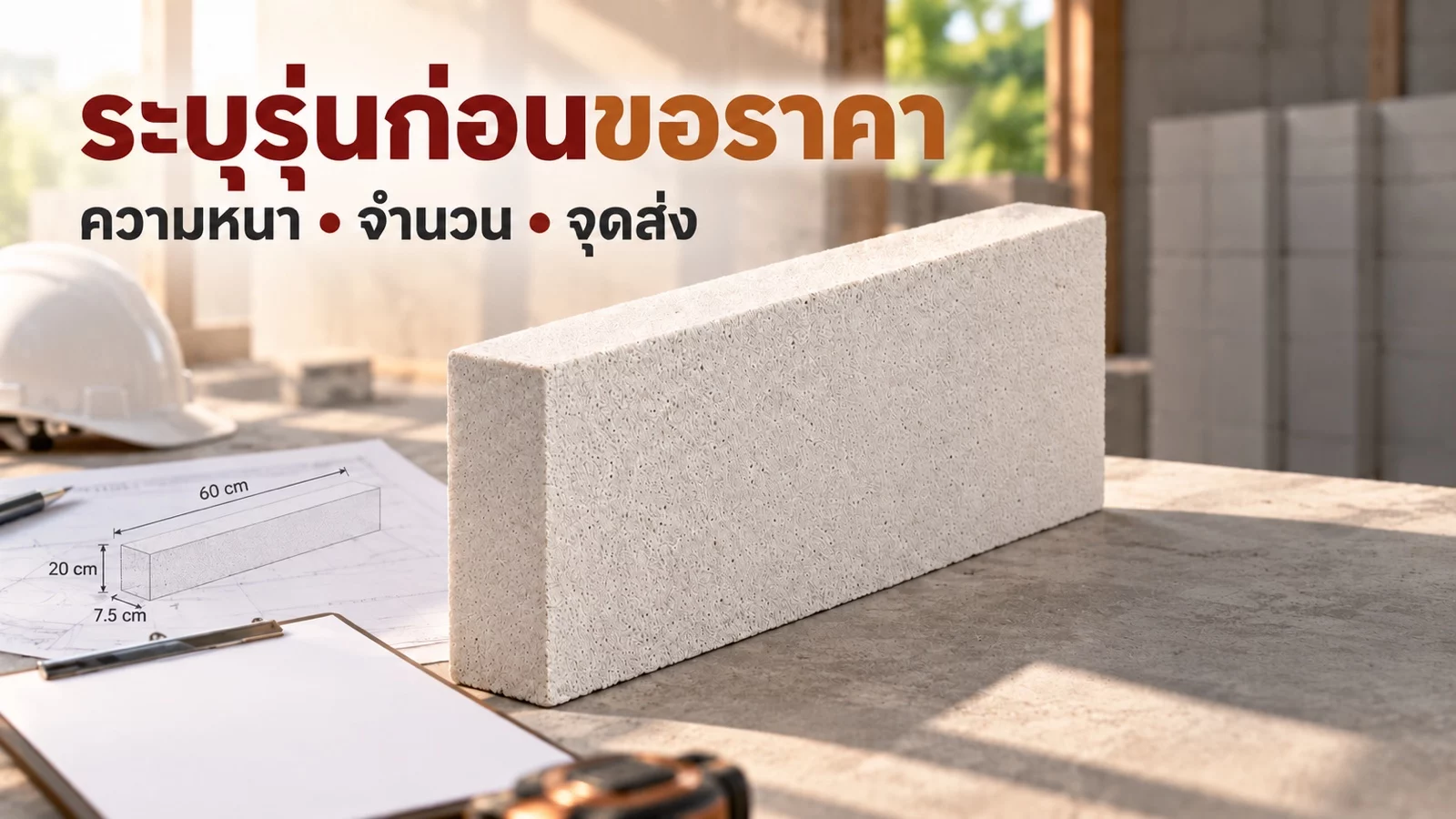 ระบุรุ่นก่อนขอราคา — ความหนา • จำนวน • จุดส่ง