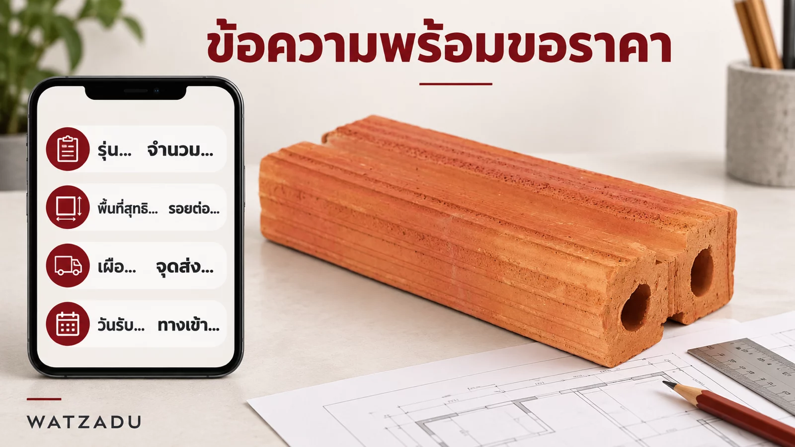 ภาพประกอบ AI: โครงข้อความมีช่องว่างสำหรับกรอกข้อมูล ไม่มีราคาและข้อมูลส่วนตัวจริง