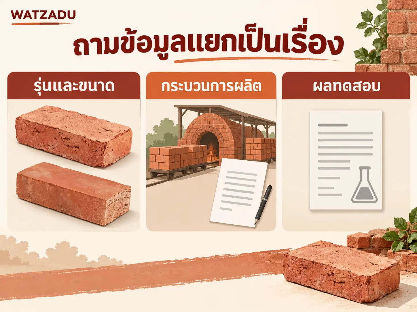 แผนภาพแยกข้อมูลรุ่นและขนาด กระบวนการผลิต และผลทดสอบ