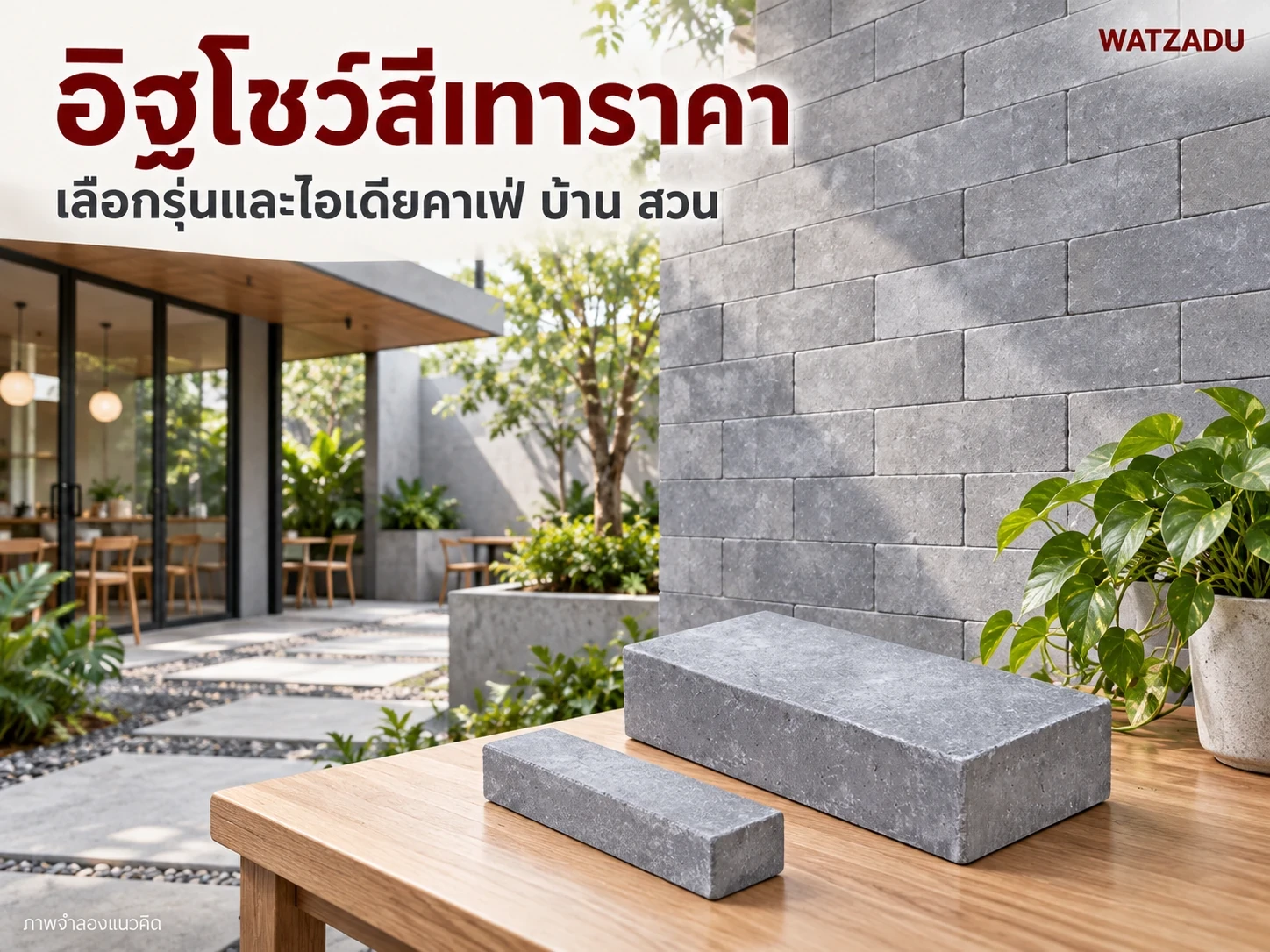 อิฐโชว์สีเทาราคาและไอเดียใช้งาน: คาเฟ่ บ้าน และสวน