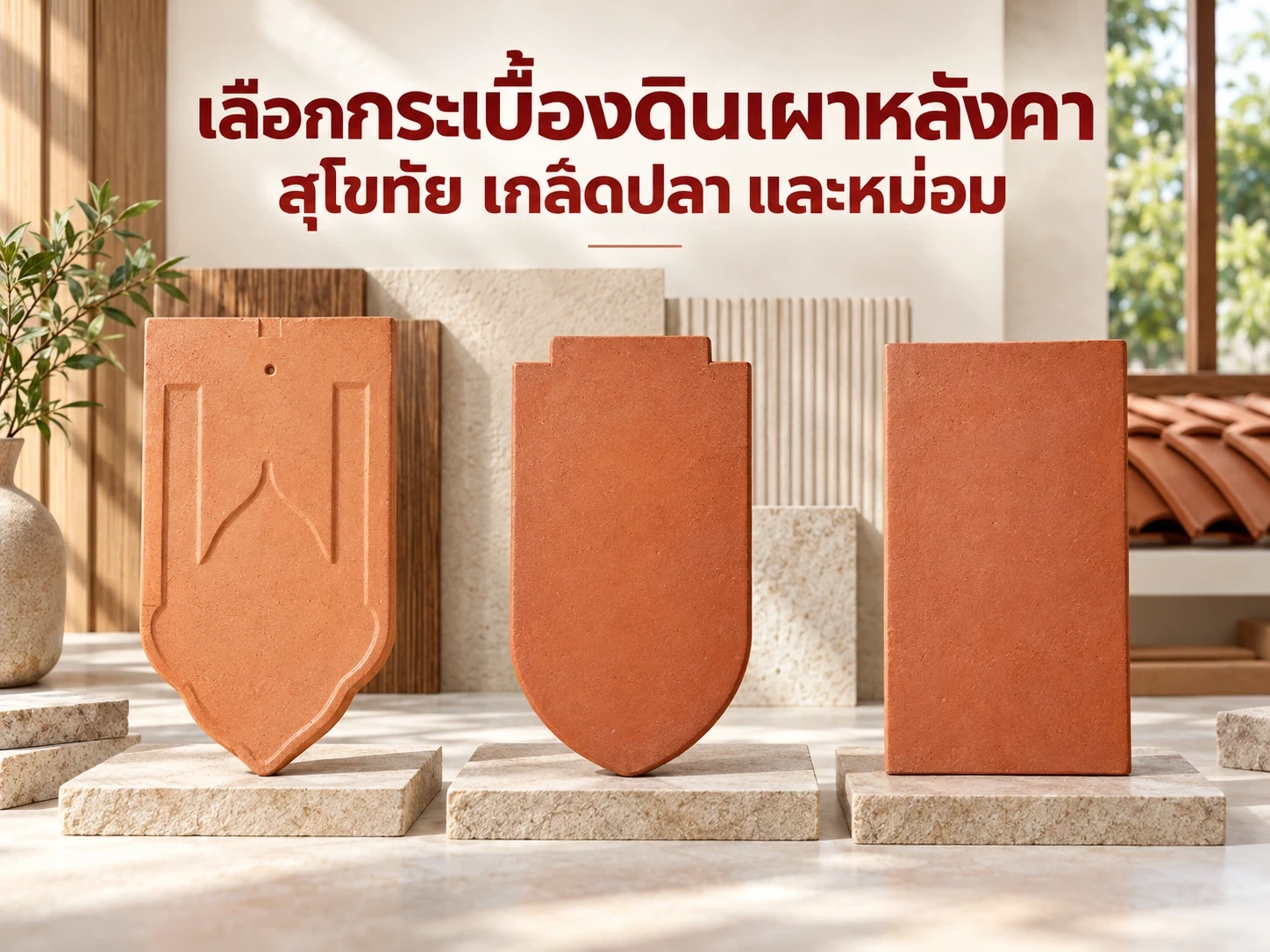 เลือกกระเบื้องดินเผาหลังคา: สุโขทัย เกล็ดปลา และหม่อม