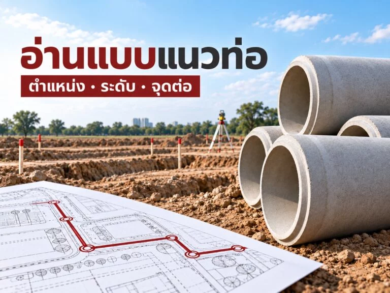 อ่านแบบแนวท่อคอนกรีต: แยกช่วง ตำแหน่ง ระดับ และจุดต่อก่อนถอดรายการ