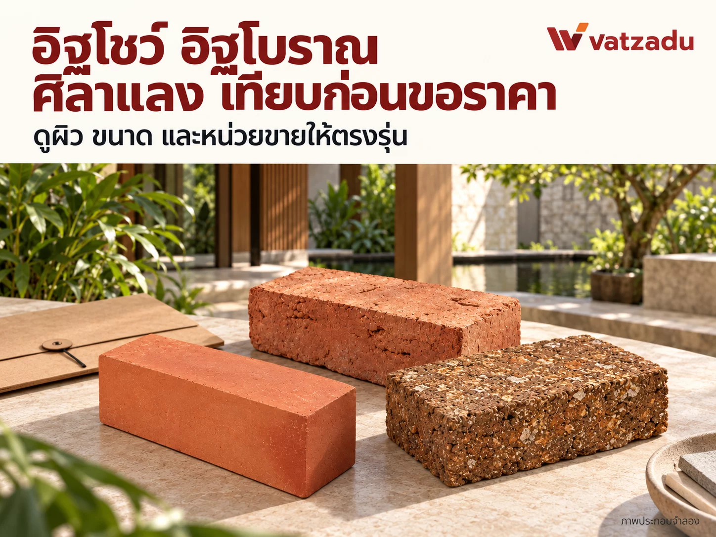 ราคาอิฐโชว์ อิฐโบราณ ศิลาแลง และค่าขนส่ง