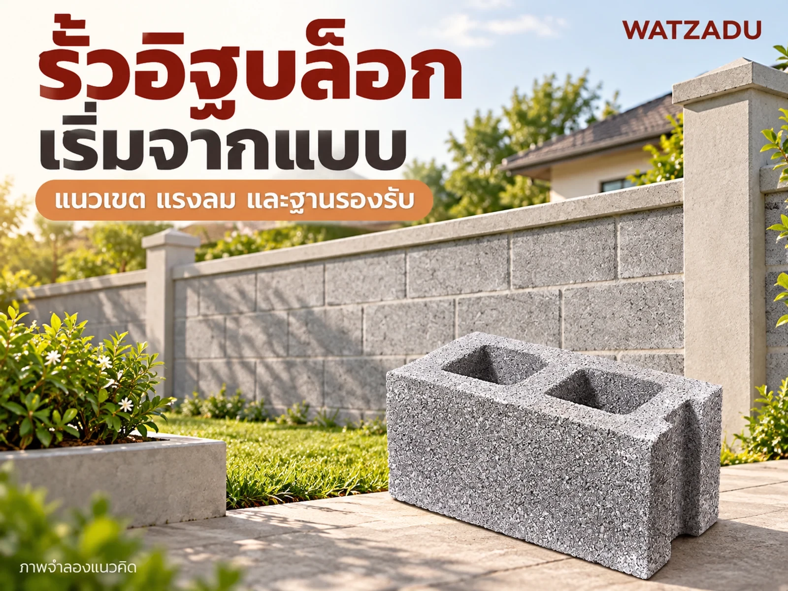 รั้วอิฐบล็อก ตรวจแนวเขต แรงลม และฐานรองรับก่อนก่อ
