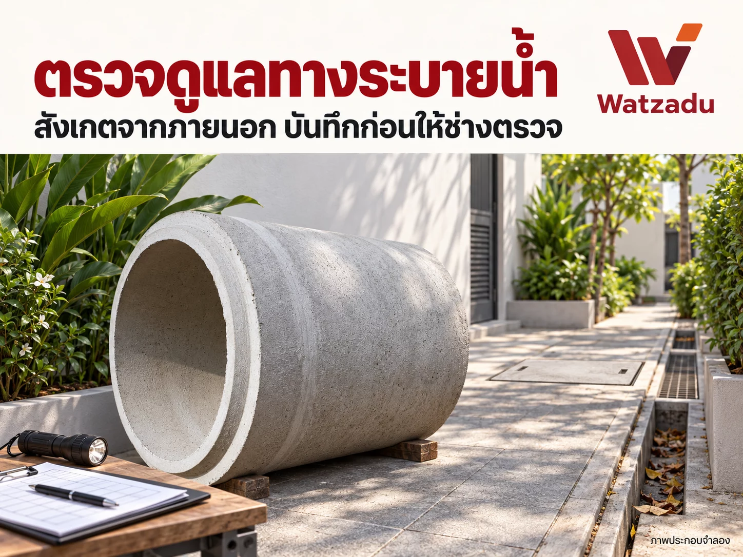 ตรวจดูแลทางระบายน้ำจากภายนอก: สังเกต บันทึก และส่งต่อข้อมูลให้ช่าง