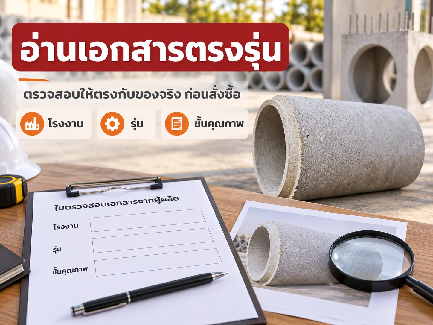 อ่านเอกสารตรงรุ่น — โรงงาน · รุ่น · ชั้นคุณภาพ