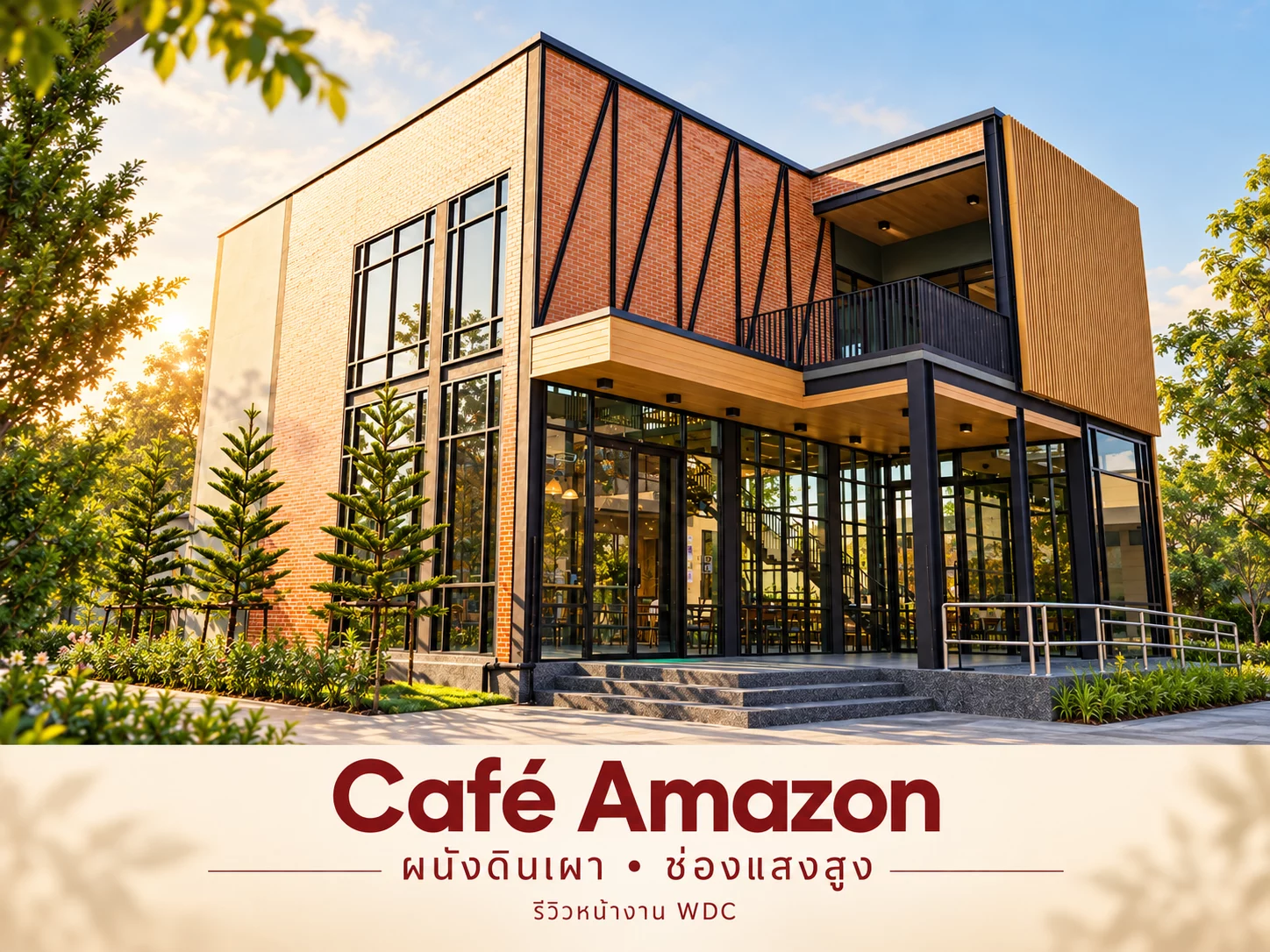 Café Amazon หน้างานใหม่: ผนังดินเผากับช่องแสงสูง