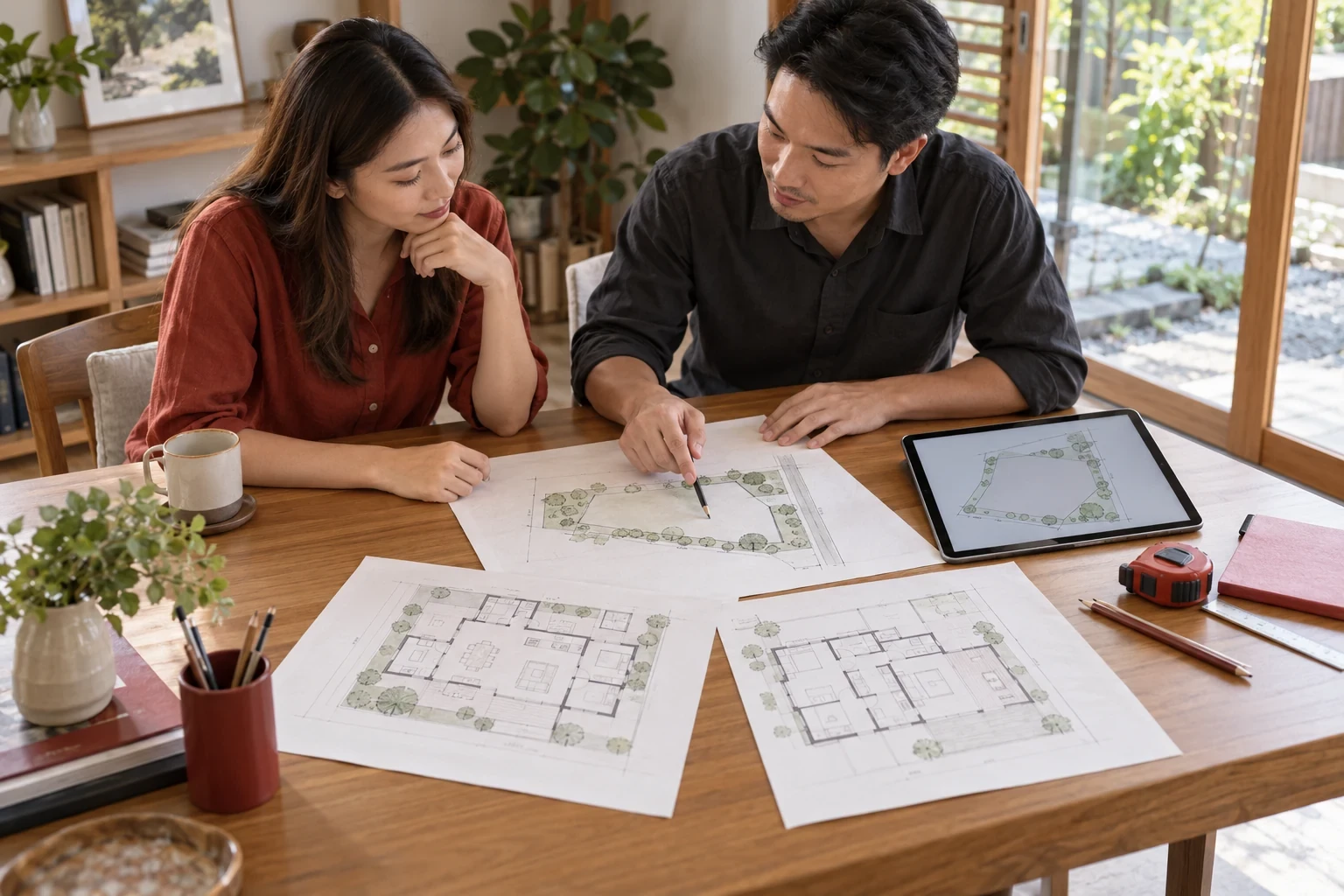การเทียบผังบ้านกับข้อมูลที่ดินและทางเข้า