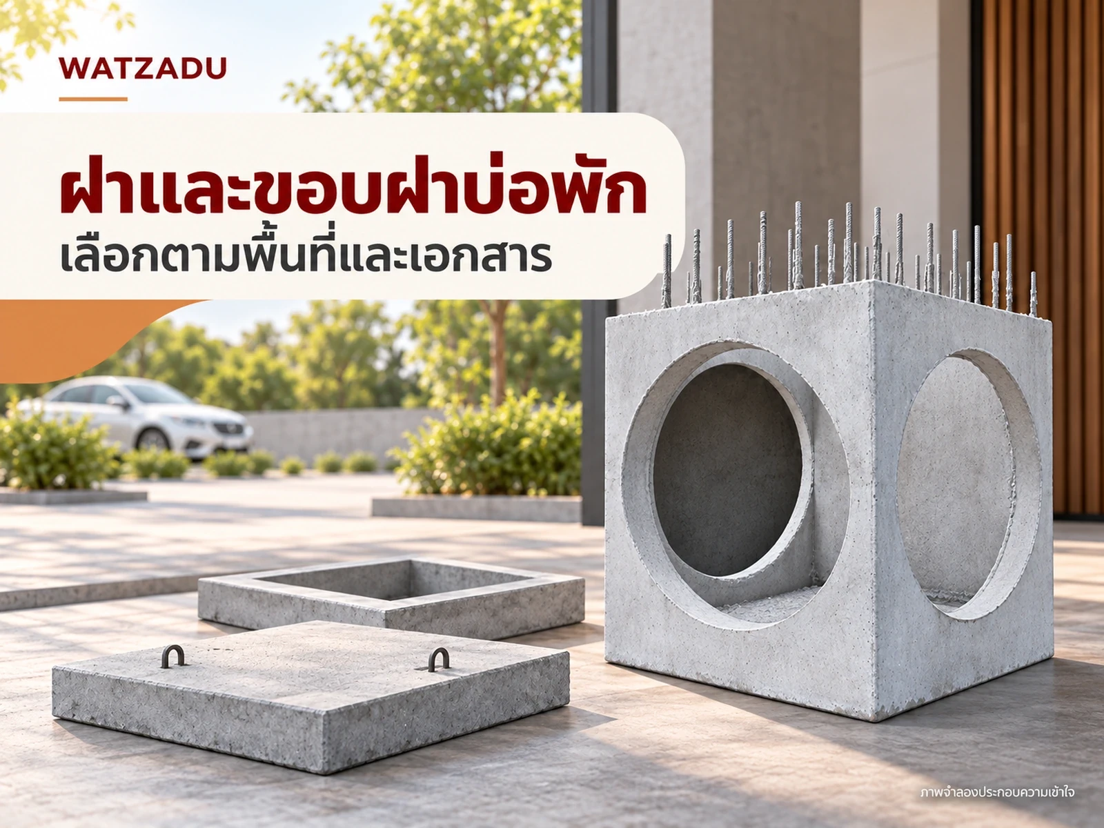 ฝาและขอบฝาบ่อพัก: ทางเดิน ลานรถ และพื้นที่รถผ่านต้องขอข้อมูลอะไร